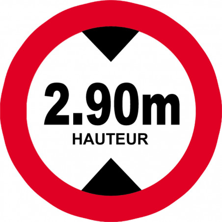 hauteur de passage maximum 2.90m - 15cm - Sticker/autocollant