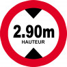 hauteur de passage maximum 2.90m - 15cm - Sticker/autocollant