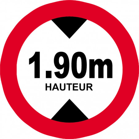 hauteur de passage maximum 1.90m - 15cm - Sticker/autocollant