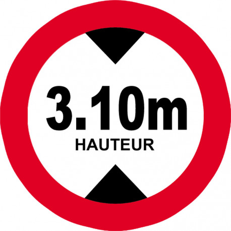 hauteur de passage maximum 3.10m - 10cm - Sticker/autocollant