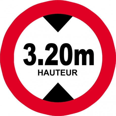 hauteur de passage maximum 3.20m - 10cm - Sticker/autocollant