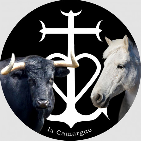 Cheval et Taureau Camarguais - 15cm - Sticker/autocollant