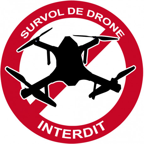 Survol de drone interdit - 15cm - Sticker/autocollant