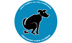 Stop aux crottes de chiens bleu - 5cm - Sticker/autocollant