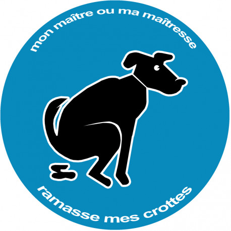 Stop aux crottes de chiens bleu - 20cm - Sticker/autocollant