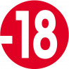 interdit moins 18 ans rouge - 10cm - Sticker/autocollant