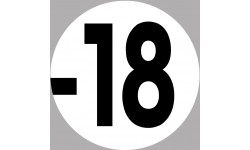 interdit moins 18 ans blanc - 5cm - Sticker/autocollant