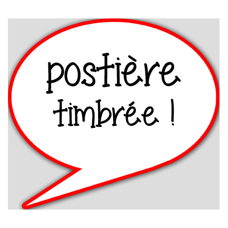 postière timbrée - 15x13.5cm - sticker/autocollant