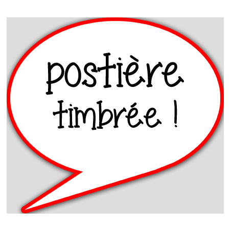 postière timbrée - 15x13.5cm - sticker/autocollant