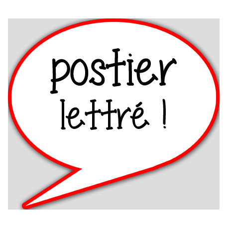 postier lettré - 10x9cm - sticker/autocollant