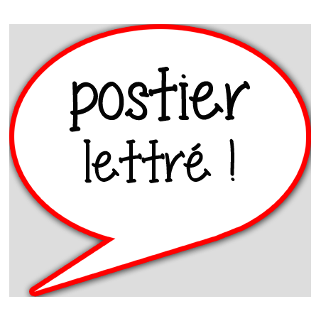 postier lettré - 10x9cm - sticker/autocollant