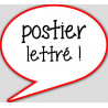 postier lettré - 10x9cm - sticker/autocollant