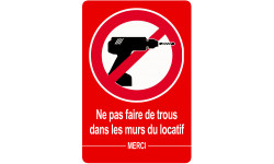 ne pas faire de trou - 15x10cm - Sticker/autocollant