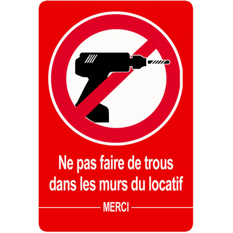 ne pas faire de trou - 15x10cm - Sticker/autocollant