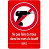 ne pas faire de trou - 15x10cm - Sticker/autocollant