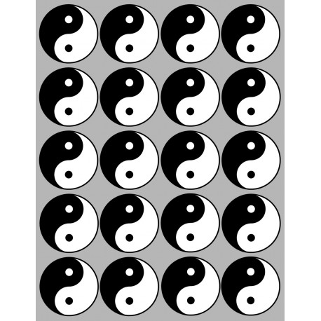 Yin Yang - 20 stickers de 5cm - Sticker/autocollant