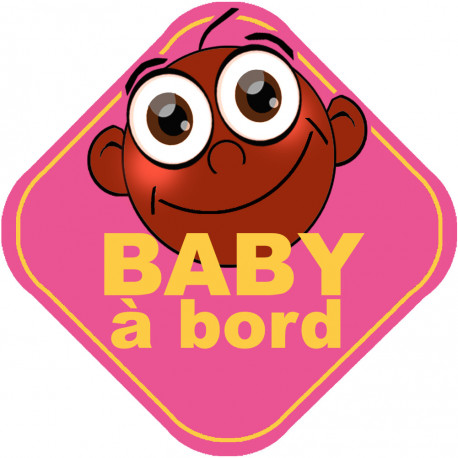 Baby à bord fille afro - 10cm - Sticker/autocollant