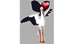 Cigogne coeur Alsacien - 10x7,5cm - Sticker/autocollant