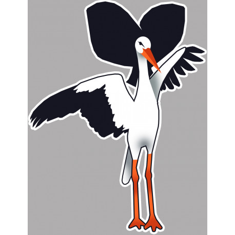 Cigogne Alsacienne - 15x11.4cm - Sticker/autocollant