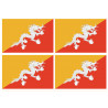 Drapeau Bhutan - 4 stickers - 9.5 x 6.3 cm - Sticker/autocollant