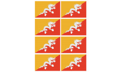 Drapeau Bhutan - 8 stickers - 9.5 x 6.3 cm - Sticker/autocollant