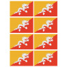 Drapeau Bhutan - 8 stickers - 9.5 x 6.3 cm - Sticker/autocollant