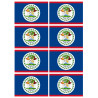 Drapeau Belize - 8 stickers - 9.5 x 6.3 cm - Sticker/autocollant