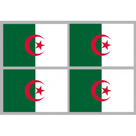 Drapeau Algérie - 4 stickers - 9.5 x 6.3 cm - Sticker/autocollant