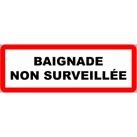 piscine baignade non surveillée - 29,5x10.5cm - Sticker/autocollant