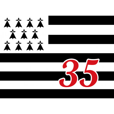 Drapeau Breton 35 - 5x3,5cm - Sticker/autocollant