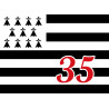 Drapeau Breton 35 - 5x3,5cm - Sticker/autocollant