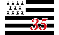 Drapeau Breton 35 - 15x11cm - Sticker/autocollant