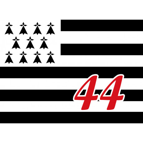 Drapeau Breton 44 - 5X3,5cm - Sticker/autocollant