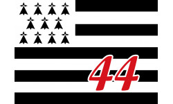 Drapeau Breton 44 - 10x7cm - Sticker/autocollant