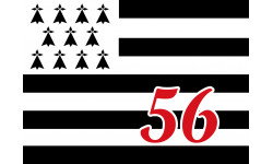 Drapeau Breton 56 - 15x11cm - Sticker/autocollant