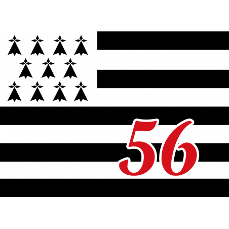 Drapeau Breton 56 - 20x14,5cm - Sticker/autocollant