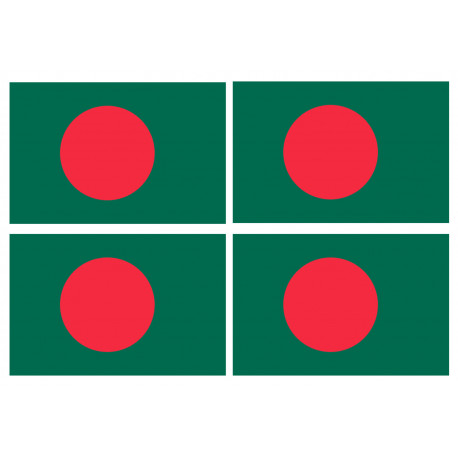 Drapeau Bangladesh - 4 stickers - 9.5 x 6.3 cm - Sticker/autocollant