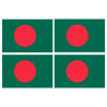 Drapeau Bangladesh - 4 stickers - 9.5 x 6.3 cm - Sticker/autocollant