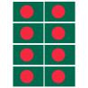 Drapeau Bangladesh - 8 stickers - 9.5 x 6.3 cm - Sticker/autocollant