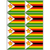 Drapeau Zimbabwe - 8 stickers - 9.5 x 6.3 cm - Sticker/autocollant