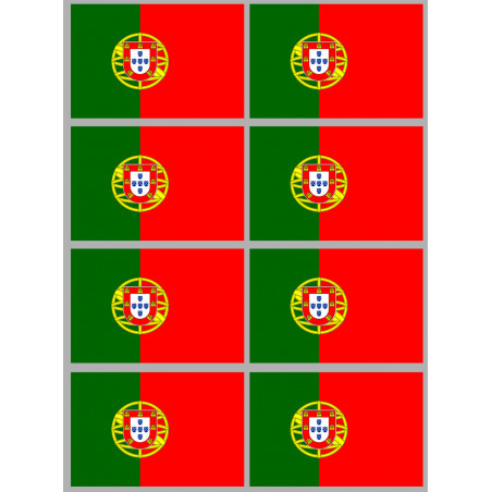 Drapeau Portugal - 8 stickers - 9.5 x 6.3 cm - Sticker/autocollant