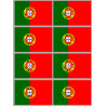 Drapeau Portugal - 8 stickers - 9.5 x 6.3 cm - Sticker/autocollant