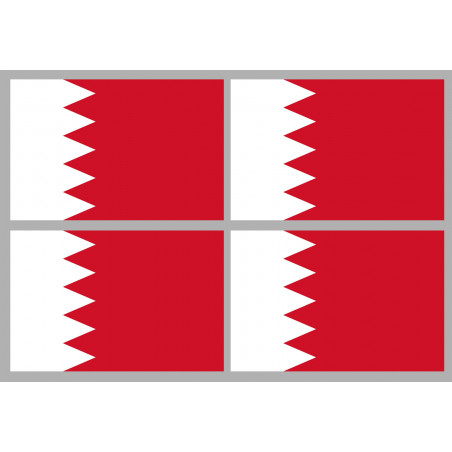 Drapeau Bahrain - 4 stickers - 9.5 x 6.3 cm - Sticker/autocollant