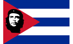 Drapeau Cuba avec le Ché - 19.5 x 13 cm - Sticker/autocollant