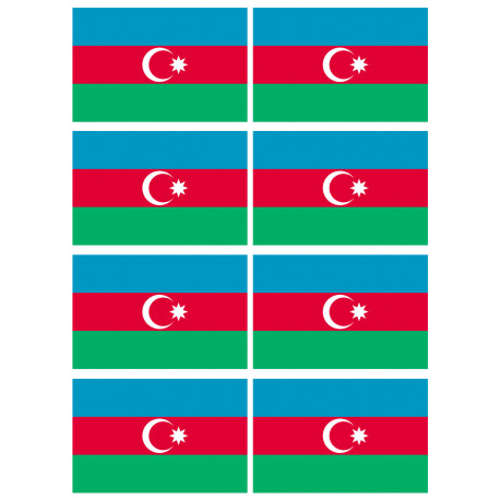 Drapeau Azerbaijan - 8 stickers - 9.5 x 6.3 cm - Sticker/autocollant