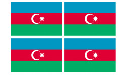 Drapeau Azerbaijan - 4 stickers - 9.5 x 6.3 cm - Sticker/autocollant