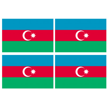 Drapeau Azerbaijan - 4 stickers - 9.5 x 6.3 cm - Sticker/autocollant