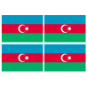 Drapeau Azerbaijan - 4 stickers - 9.5 x 6.3 cm - Sticker/autocollant