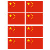 Drapeau Chine - 8 stickers - 9.5 x 6.3 cm - Sticker/autocollant