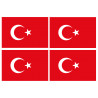 Drapeau Turquie - 4 stickers - 9.5 x 6.3 cm - Sticker/autocollant